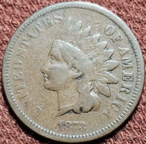 1873 Closed 3 Indian Cent 1C Copper Coin Provlem Free Even Wear VG