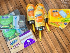 Swiffer Cleaning Lot, Swiffer Duster Kits, Wet Jet, Heavy Duty Cloths Lot Of 10
