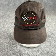 VTG 80s 90s Chevrolet Corvette Hat Black Snapback Rope Cap Embroidered Logo