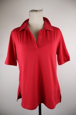KRIZIA Polo Damen T-Shirt Baumwolle Elastan Kurzarm Rot Vintage