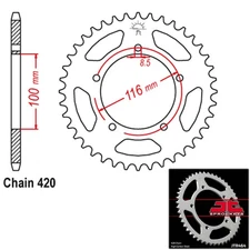 JT Sprockets Steel Rear Sprocket 420 Pitch 44 Tooth Suzuki RM60 (2003)