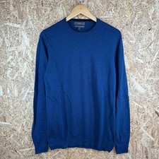 Marks and Spencer Extra Fine Merino Wool Jumper Men's Medium Blue Crew Neck M&S