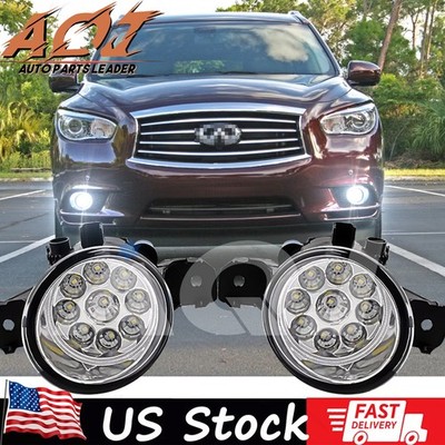 Pair White Bumper LED Fogs Driving Lamps For INFINITI QX60 2014-2015