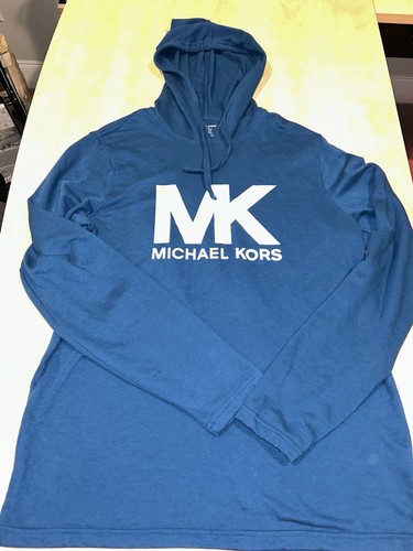 MICHAEL KORS Herren Oberteil mit Kapuze Grafik Langarm mittelblau Baumwolle - Bild 1 von 4