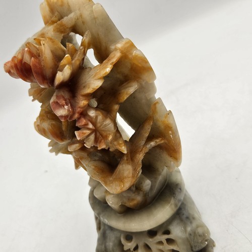 Vintage Chinese Soapstone Birds & Foliage Sculpture - Picture 22 of 24