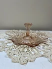 Vintage Anchor Hocking Pink Depression Glass Tidbit Tray - Scalloped Ruffled