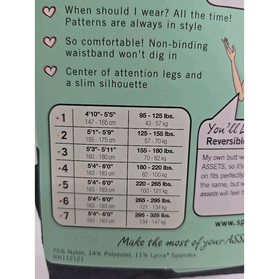Medias Love Your Assets By Spanx Talla 4 Reversibles Diamante Negro Forma Nuevas con Etiquetas Foto 3 de 4