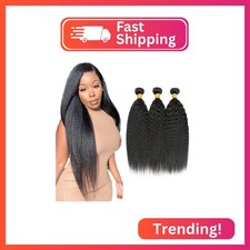 1B Human Hair Bundles Yaki Straight Bundles 28 28 28 Inch Natural Color Kinky S