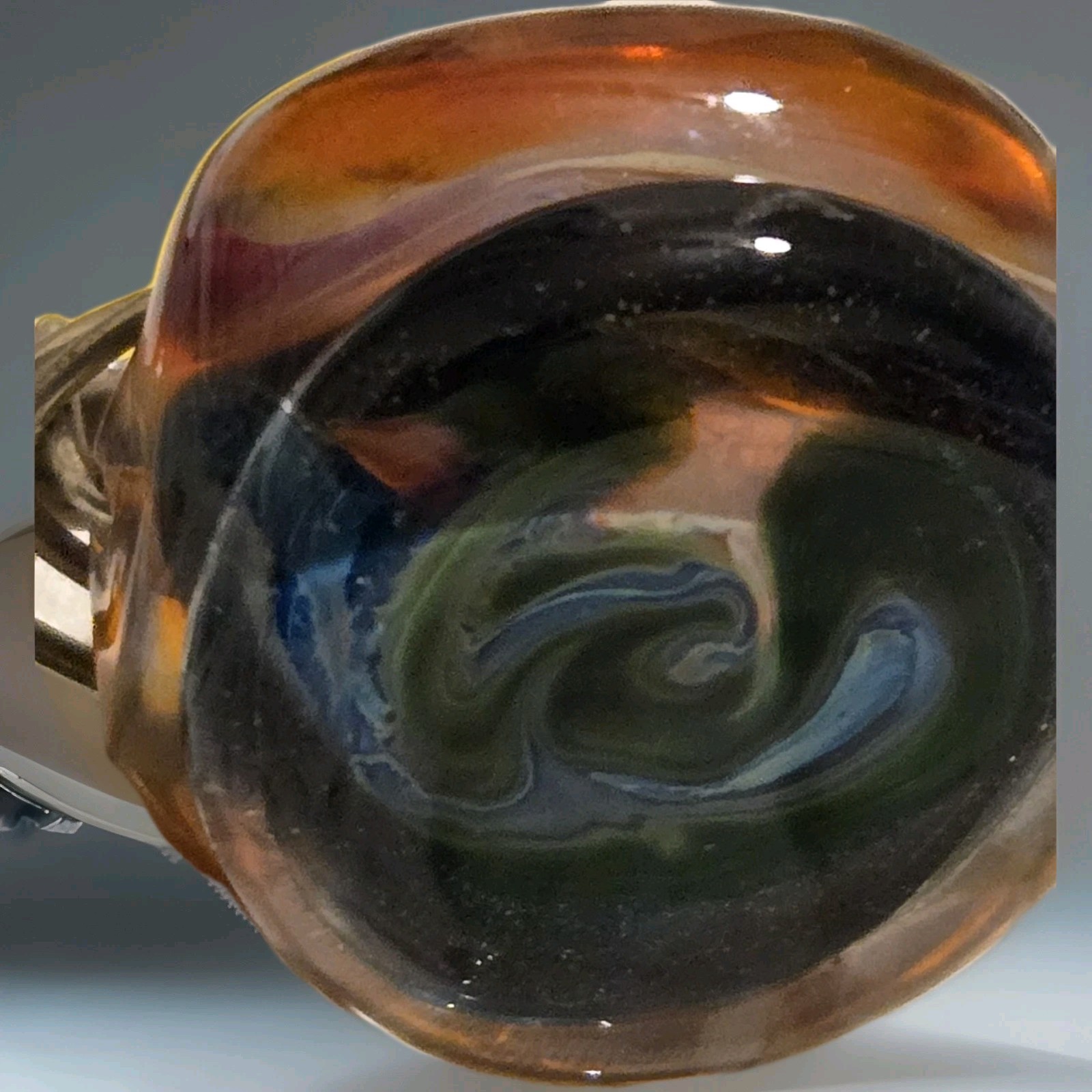 Signed Two Layer Glass Bracelet Artisan Silver Wi… - image 14