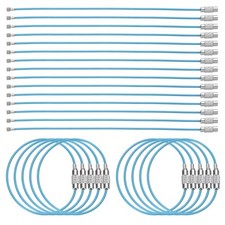 25pcs Wire Keychain Cable 6" Plastic Coated 1.5mm Stainless Steel Key Ring Blue