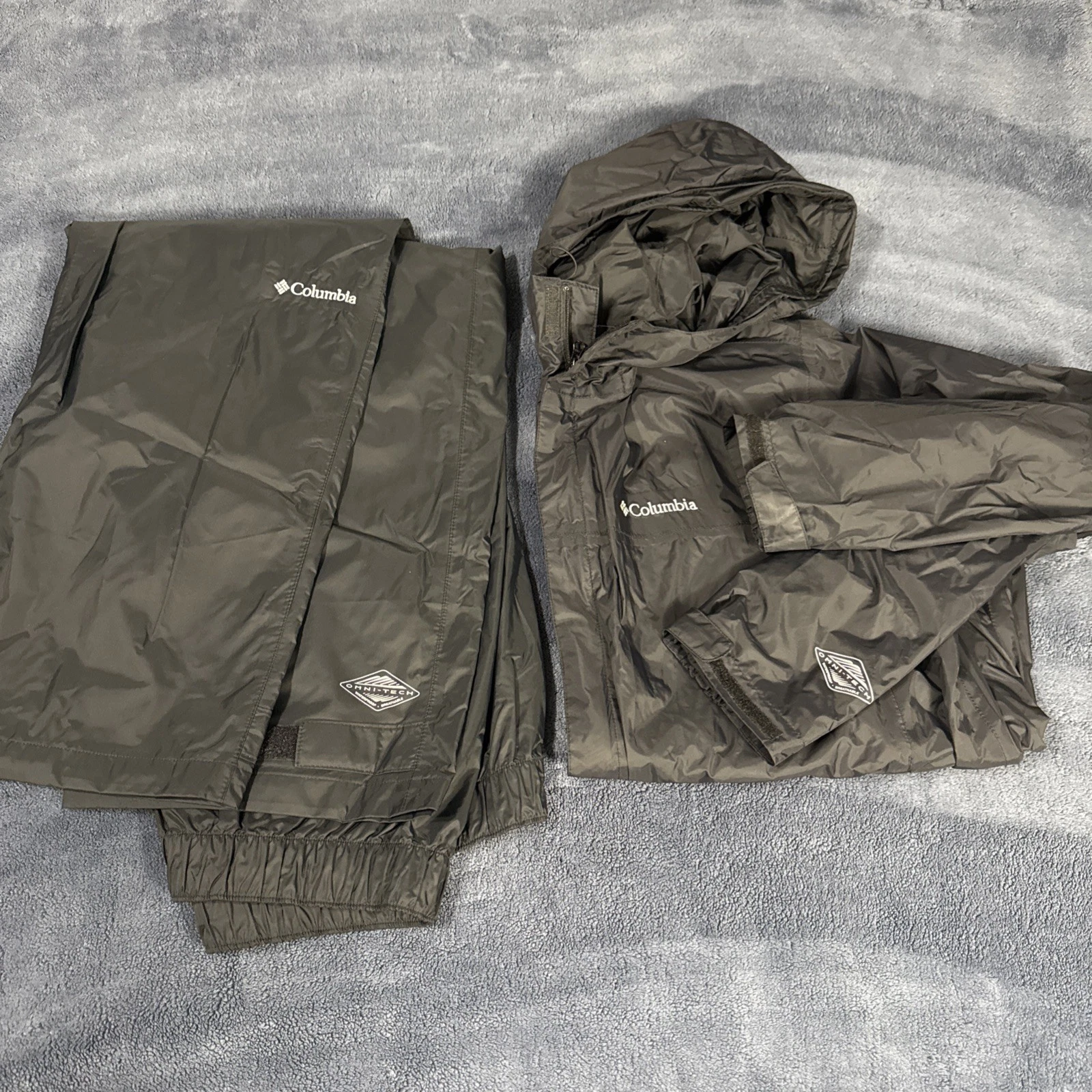 Columbia Windbreaker Jacket Men XL Lightweight Omni Tech Lined And Black Pants