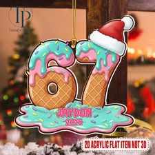 67 Meme Ornament, Funny Teen Gift, Gen Alpha Christmas Decor