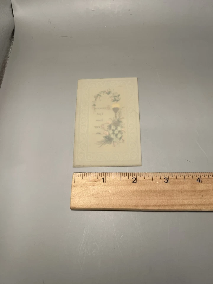 Vintage French Holy Card Religious Ephemera Embossed Floral Souvenir Beau Jour - Image 4 of 4