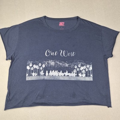 Juicy Couture ''Out West'' Crop T-shirt Navy Blue Large