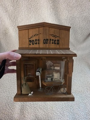 Vintage Old West Wood Post Office Shadow Box Wall Hanging 7 X 9.