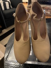 Bloch Chord T-Bar Strap Tan Leather Dance Character Shoes Womens 9.5 NWOB