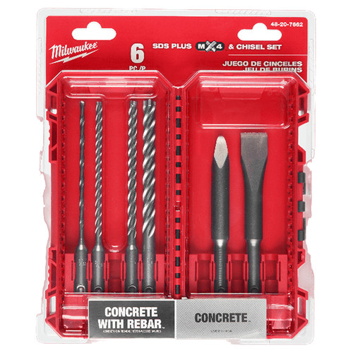Milwaukee 48-20-7662 SDS Plus MX4 4-Cutter & Chisel Kit, 6PC
