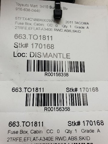2011 TOYOTA TACOMA CABIN FUSE BOX 2TRFE - Picture 11 of 12