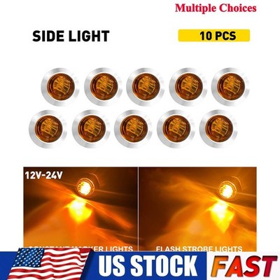 3/4'' Strobe+Steady Marker Lights Dual Function Amber LED Flash 12V 24V Warning