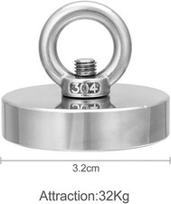 32KG Neodymium Fishing Magnet Recovery Strong Pull Force Salvage 32mm