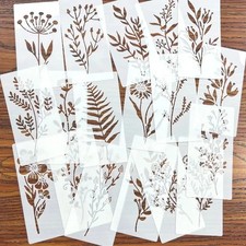 18 Pcs DIY Floral Painting Stencils – Reusable Plastic Templates for Crafts