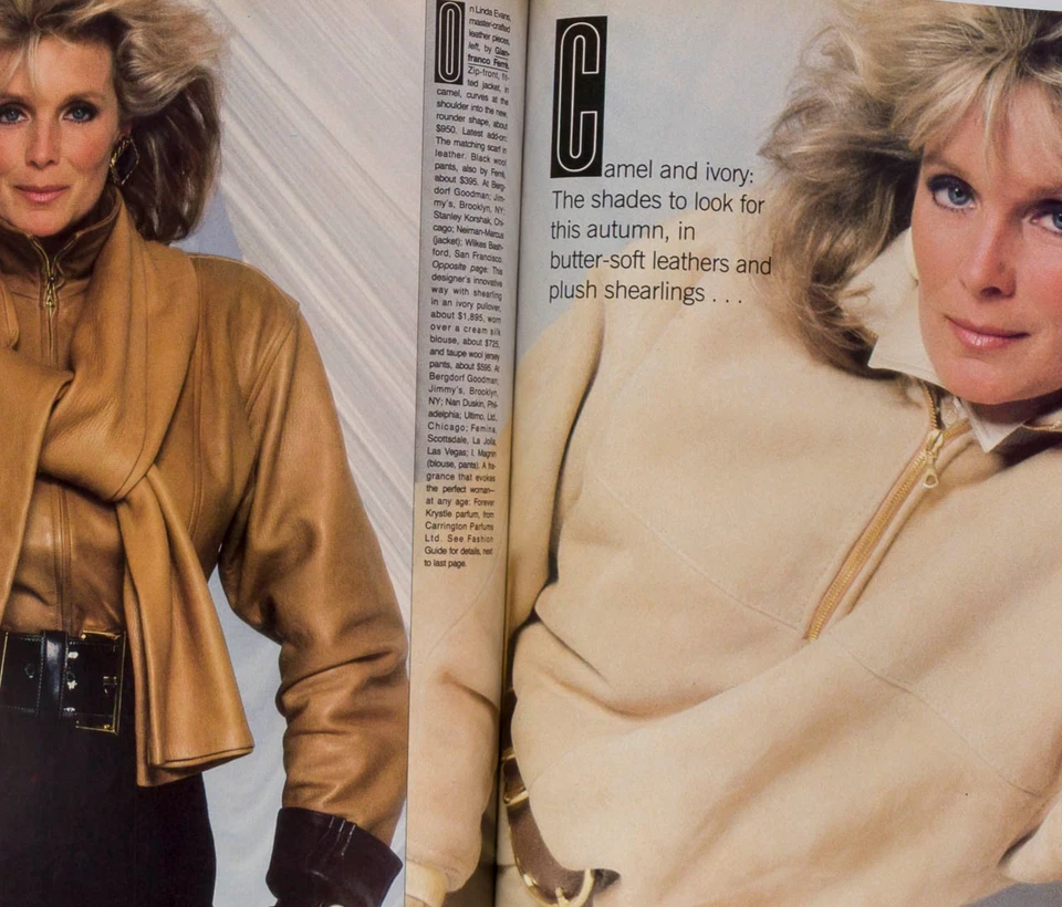 LINDA EVANS Ali MacGraw JOAN COLLINS US Harper's 1986 August JACQUELINE DE RIBES - Image 3 of 4