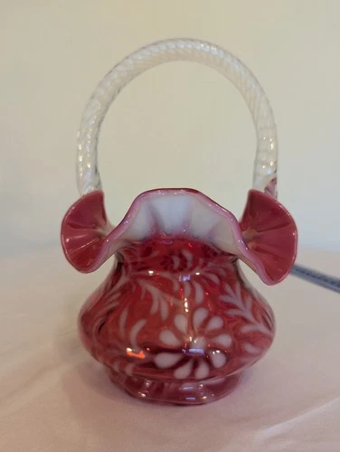 Fenton Cranberry Glass Basket