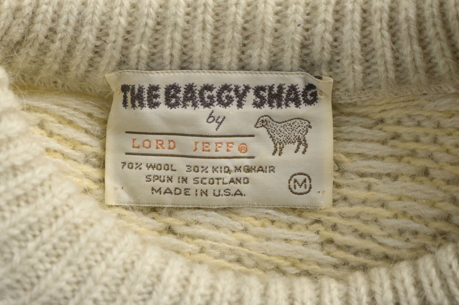 1960s Vintage Baggy Shag Lord Jeff Pullover Sweater Yellow Oatmeal Mohair Wool M