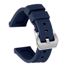 Silicone Watch Bands 20mm Soft Watch Band with Silver Buckle, Dark Blue