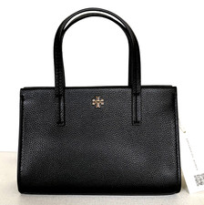 New Tory Burch Blake Mini Tote Pebble Leather Black