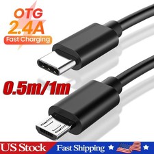 USB Type C to Micro 5V/2.4A Data Sync Transfer OTG charging cable - Black