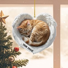Personalized Pet Memorial Ornament, Custom Dog Cat Angel Wings Ornament with Nam