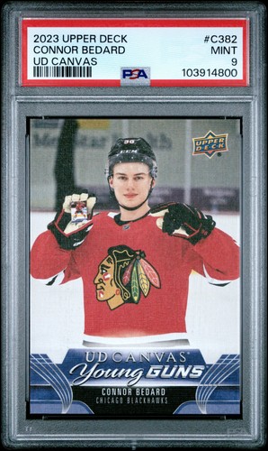 2023 UD Extened Series UD Canvas Young Guns Rookie Connor Bedard RC PSA 9