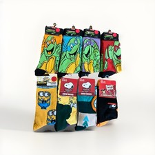 New Lot Novelty Fun Graphic Socks Crew Length Socks Unisex 8 Packs TMNT