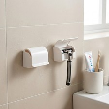 PVC Shaver Hook 2Pcs Self Adhesive No Drill Razor Holder Bathroom Organizer