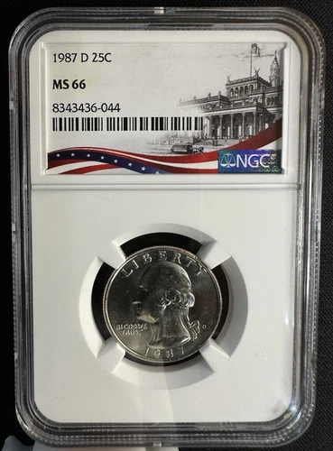 1987-D NGC MS66 WASHINGTON QUARTER 25c