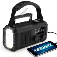 Emergency Weather Radio 10000Mah Solar Hand Crank Portable AM/FM/NOAA with Flash