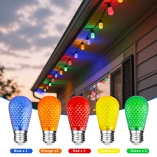 15-90 Pack S14 E26 LED Christmas Light Bulbs Colored for Outdoor Holiday Decor