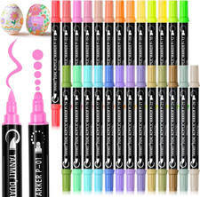 26 Colors Dual Tip Acrylic Paint Markers Brush Pens for Rock Wood Canvas