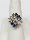 BEAUTIFUL 14kw Gold Natural Sapphire & Diamond Lasso Bypass Cluster Ring Sz 7.25 — photo 10