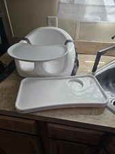 White  Gray Baby Booster Seat Chair with Removable Tray