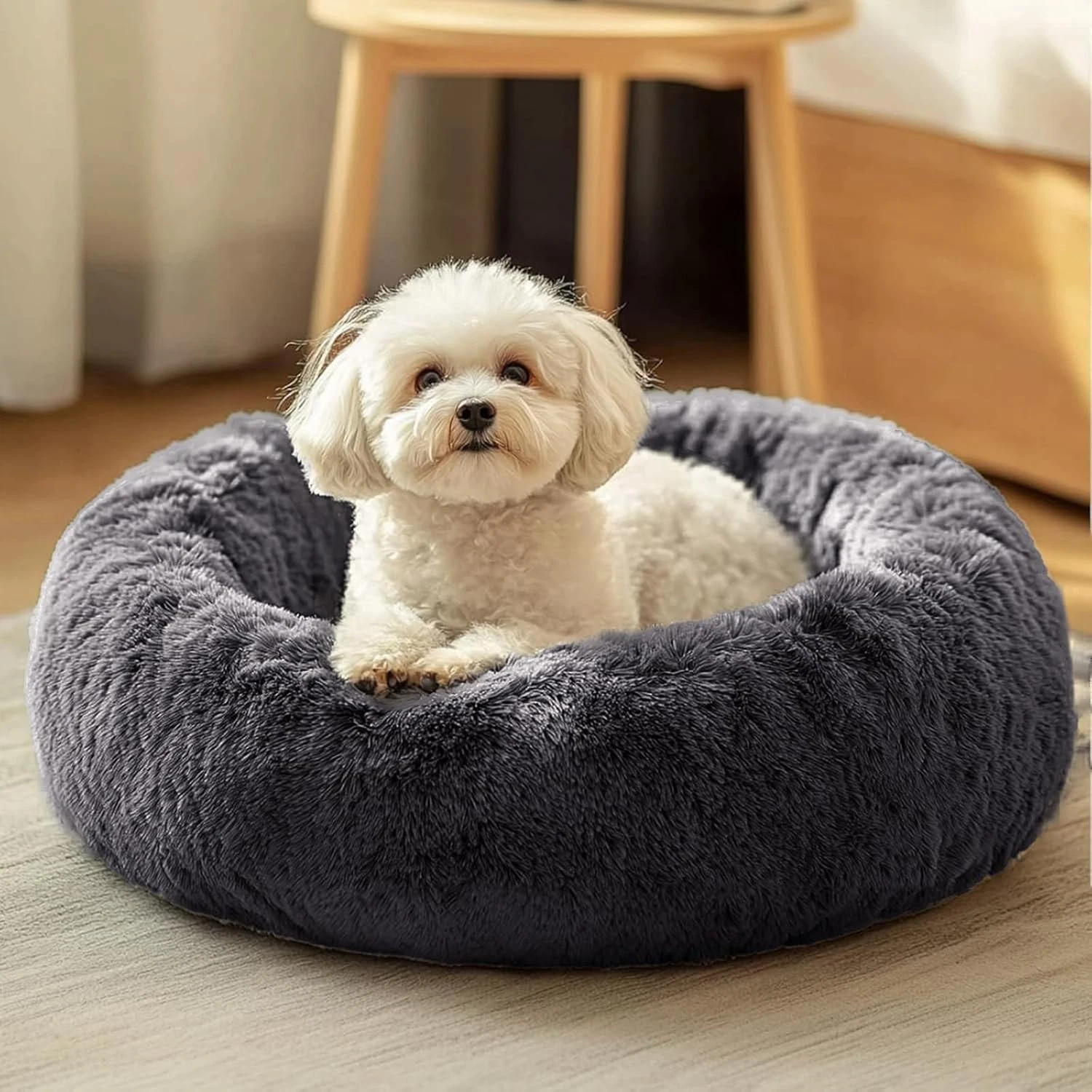 Dog & Cat Bed, Calming Anti-Anxiety Pet Bed for Small Dogs