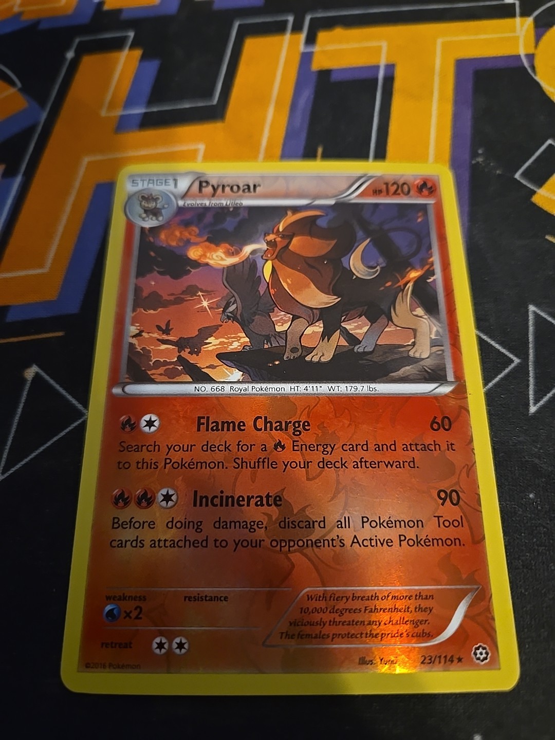 Pokemon Pyroar 23/114 Reverse Holo Rare Steam Siege 