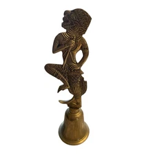 Hindu Dancing Monkey Brass Bell God Hanuman India Vintage Collectible Decor