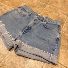 Calvin Klein Jeans Vintage High Waisted Denim Shorts Blue Stone Wash Womens 12
