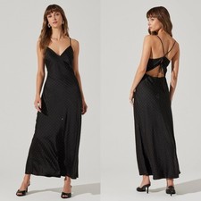 ASTR Bonney Black With Diamond Bling Rhinestone Classy Maxi Slip Dress Size Med