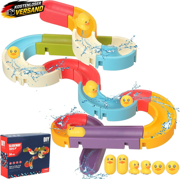 Withosent 34 StüCk Badewannenspielzeug, Diy Kugelbahn Badespielzeug, Wandbadewan-image