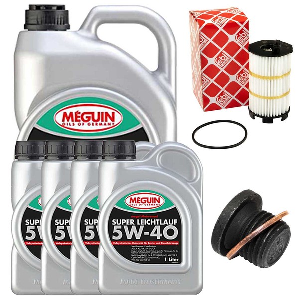 MotoröL Filter Set 5W-40 Vollsynth Meguin 9 Liter + Schraube FüR Audi A5 A6 Vw-image