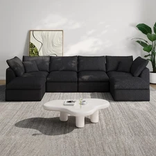 Modern Contemporary Combination Sofa U-Shaped Sectional Couch 137.8" Extra Large