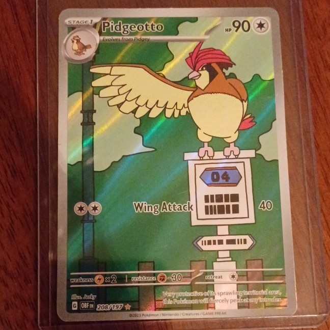 Pidgeotto 208/197 Illustration Rare Full Art Holo SV03 Obsidian Flames EN